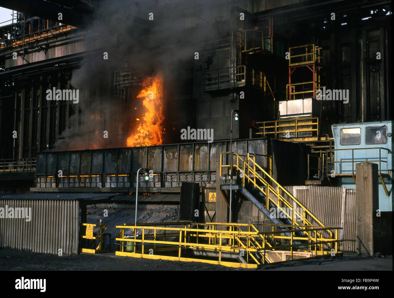 Coke oven plant on large integrated steelworks. Stock Photo