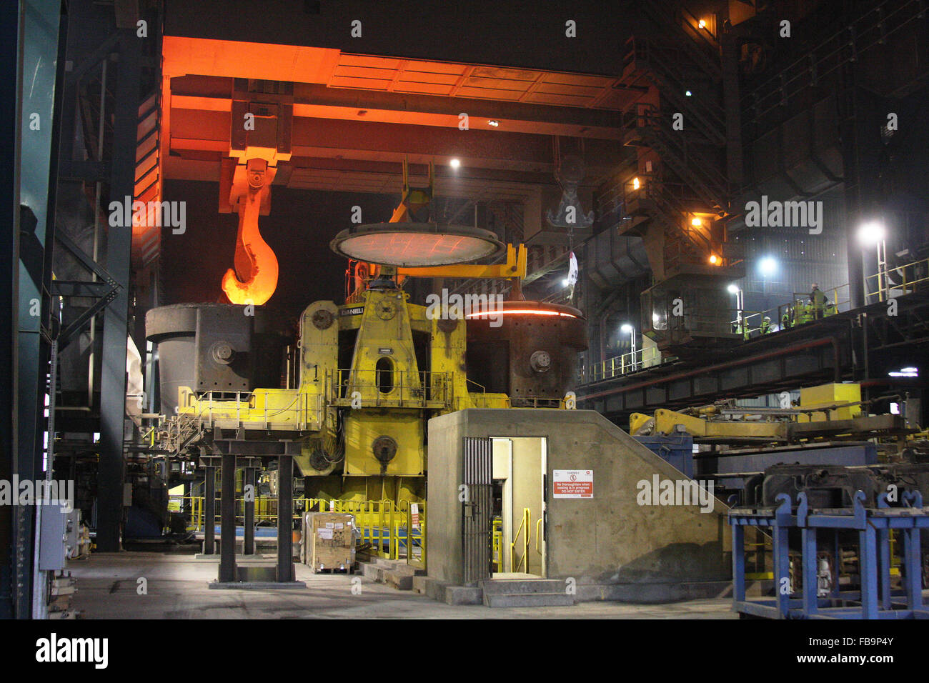 Steelworks continuous steel casting machine. Stock Photo