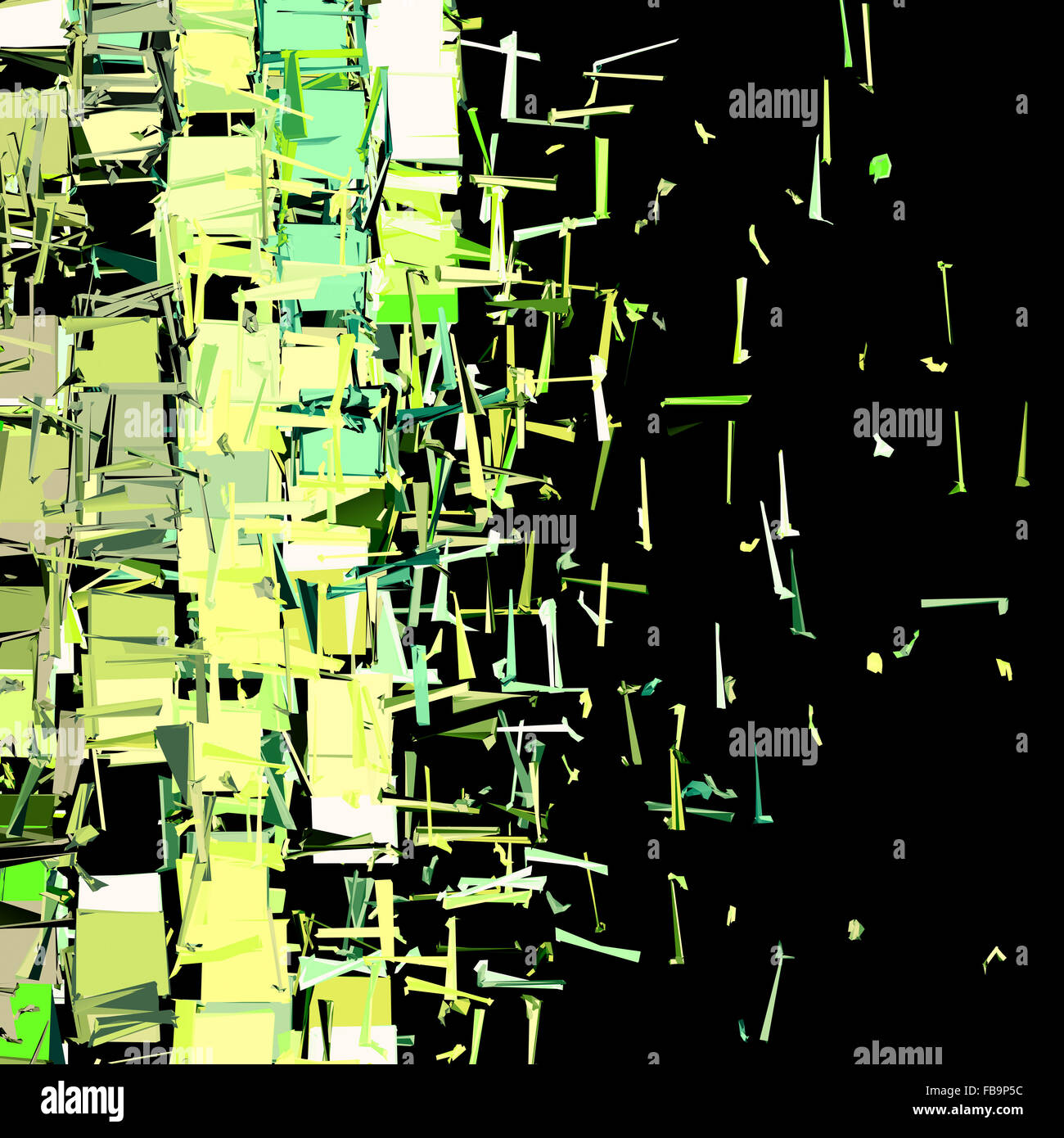 abstract fragmented cube pattern green yellow backdrop Stock Photo - Alamy
