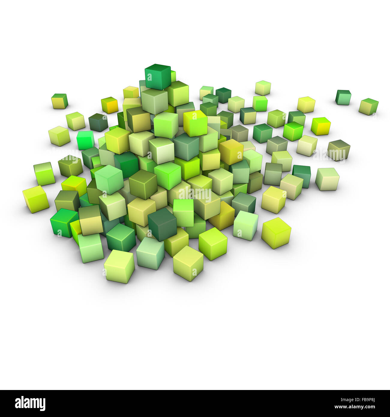 3d render large stack of green cubes on white Stock Photo - Alamy