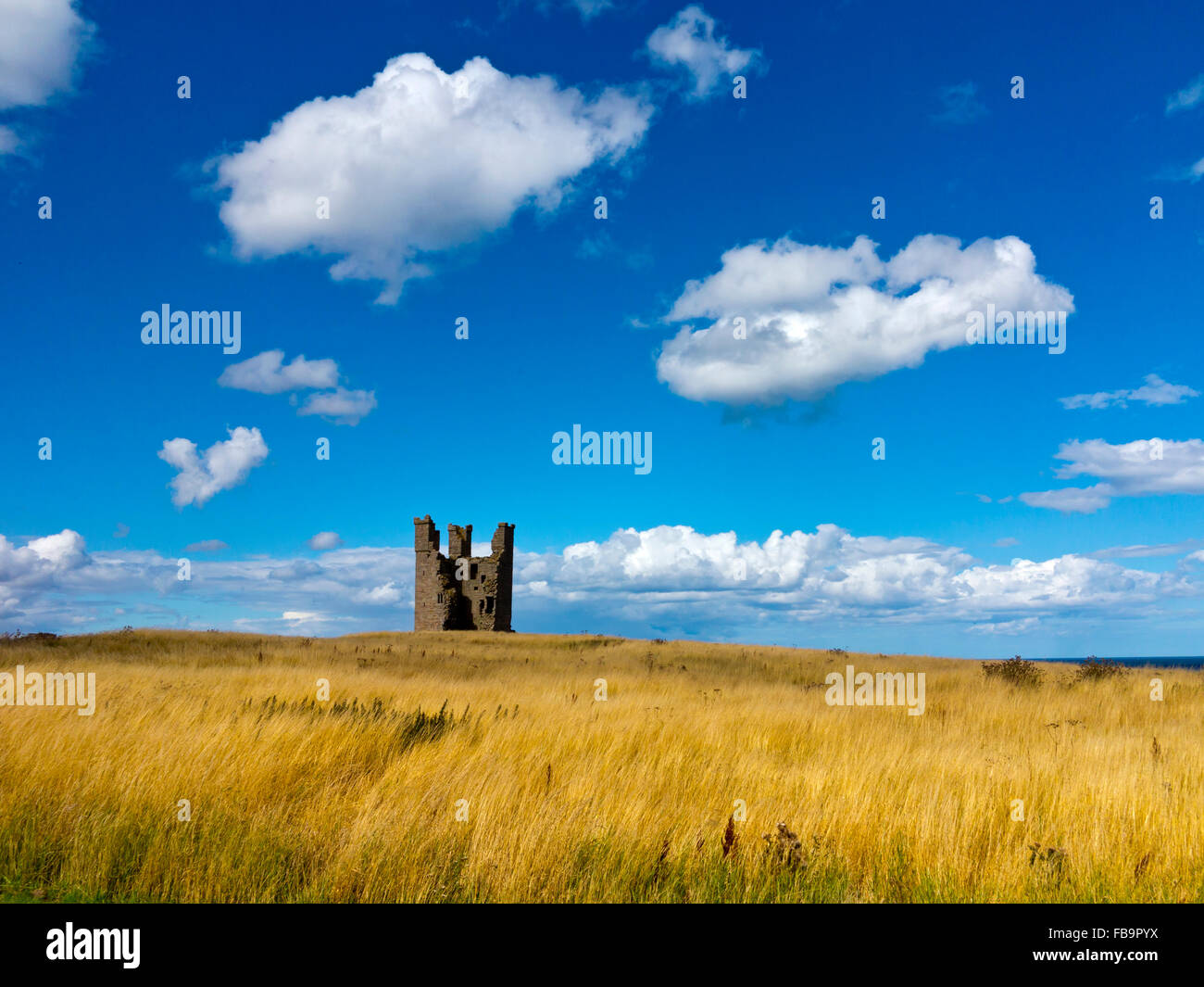 Lilburn Tower part of the ruins of Dunstanburgh Castle in Northumberland north east England UK Stock Photo