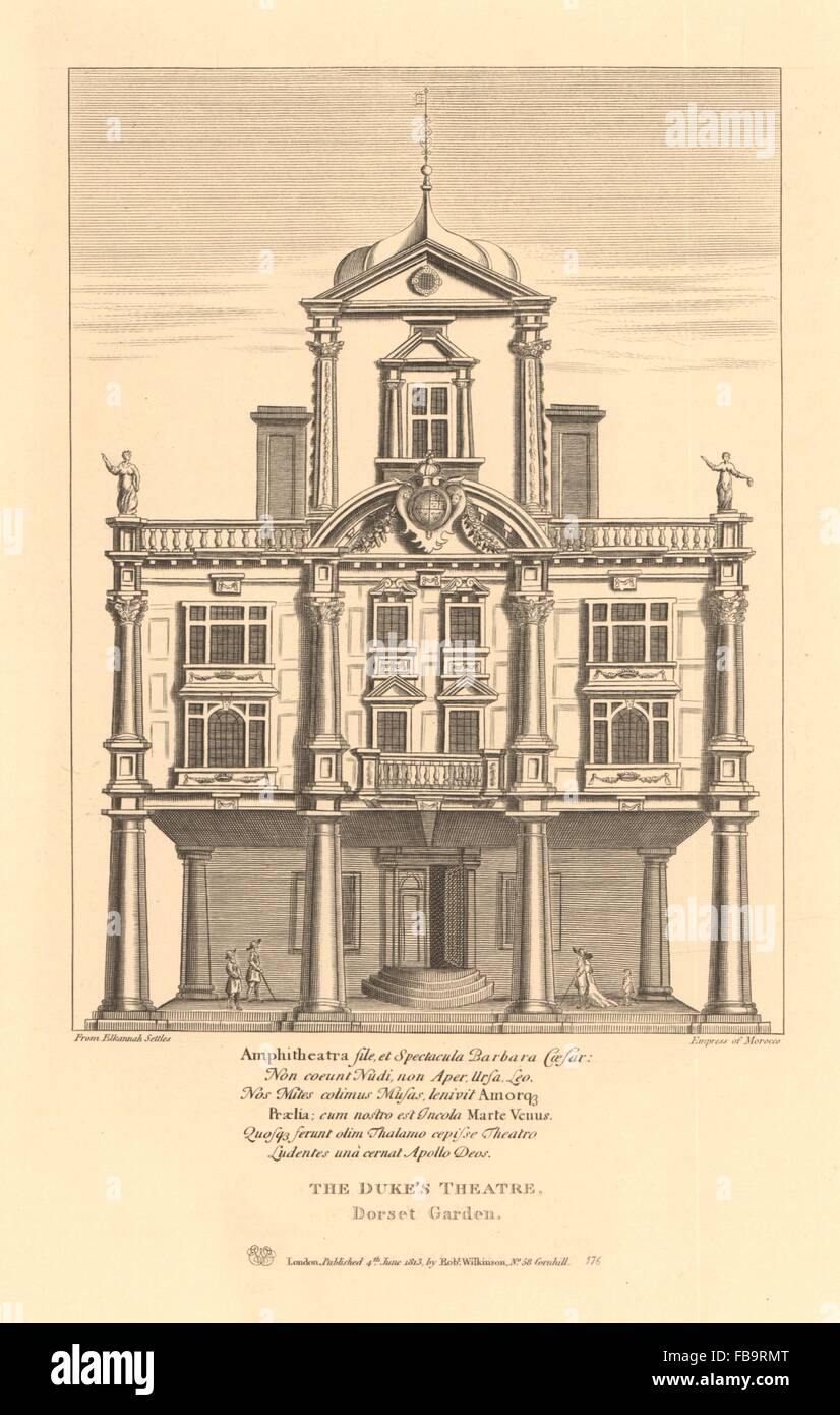 DUKE OF YORK'S THEATRE, DORSET GARDEN. Whitefriars, London. WILKINSON, 1834 Stock Photo