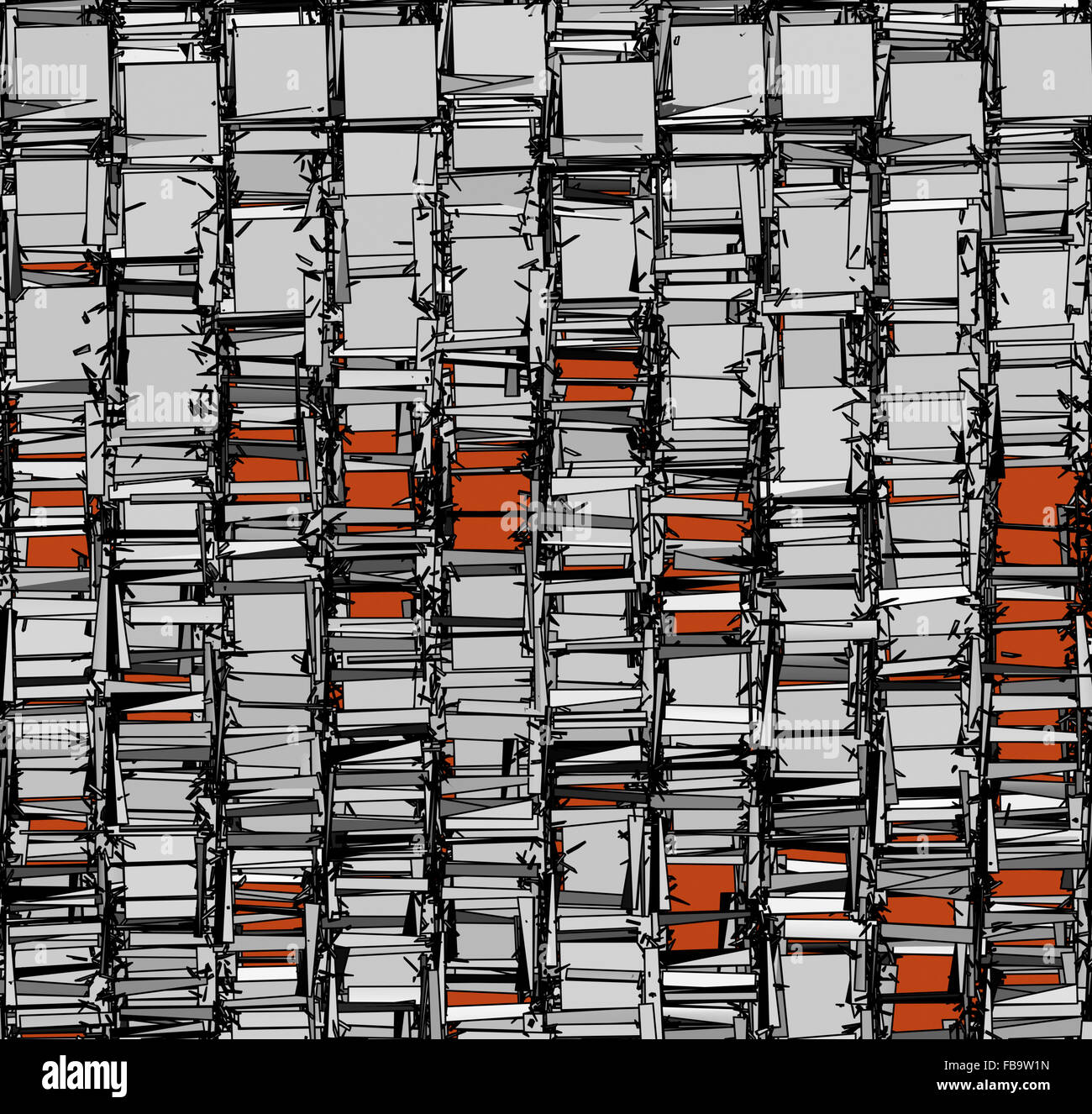 abstract fragmented backdrop pattern in chrome silver orange Stock Photo