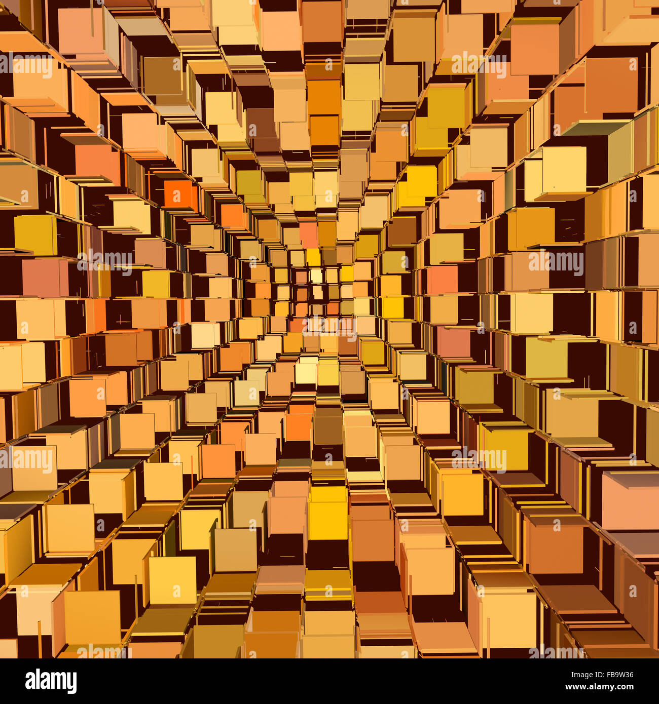 Abstract cube pattern mixed orange yellow backdrop Stock Photo