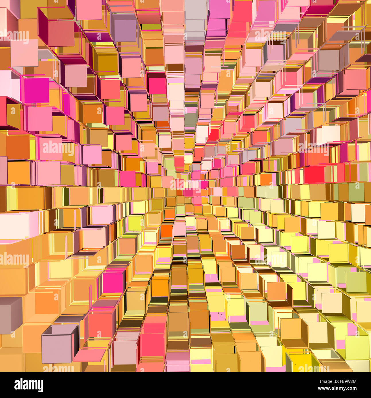 abstract fragmented cube pattern pink orange yellow backdrop Stock ...