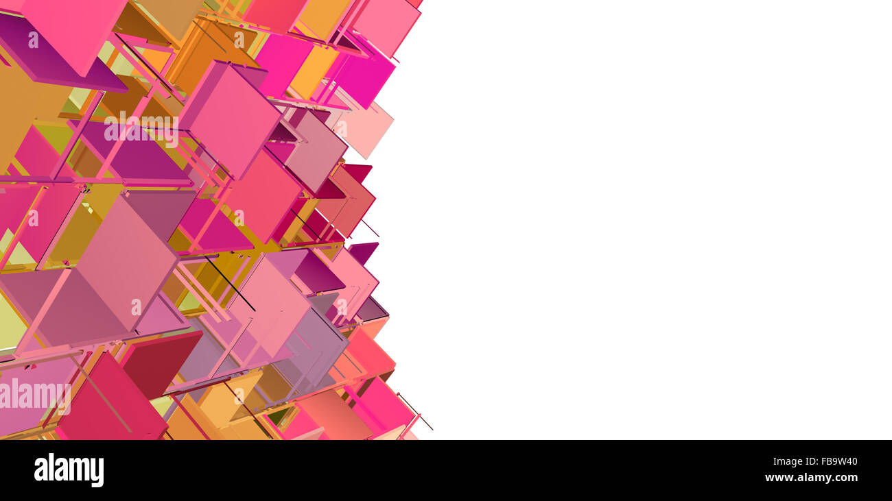 abstract fragmented cube pattern pink orange yellow backdrop Stock ...