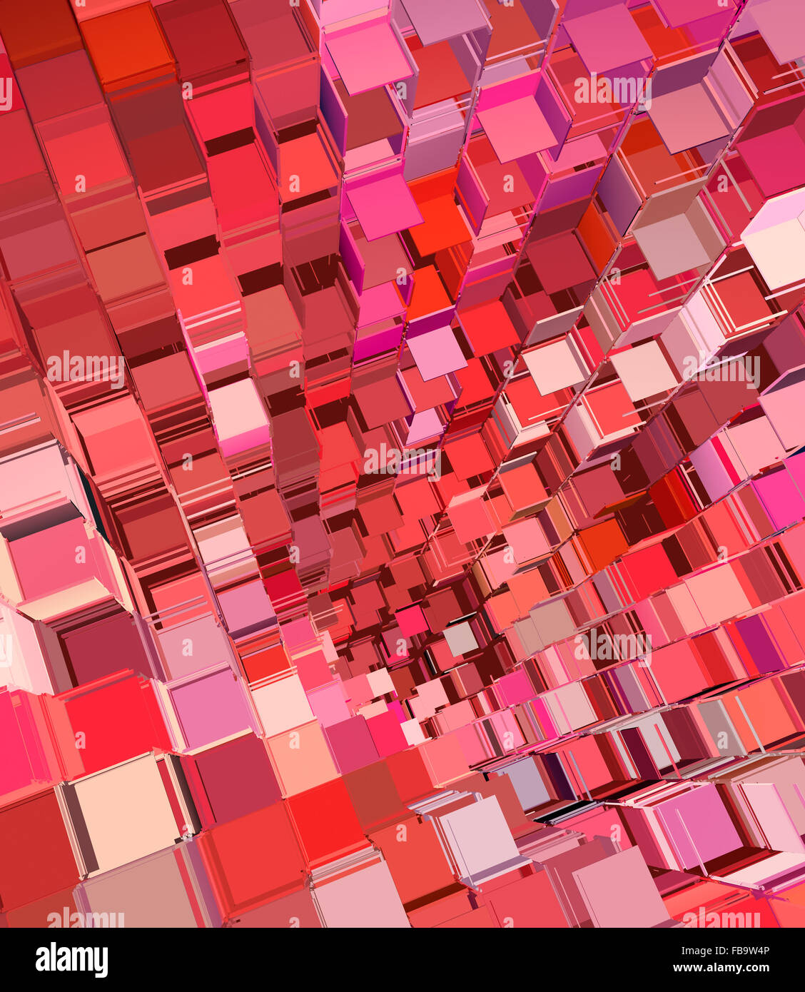 3d abstract fragmented cube pattern pink red backdrop Stock Photo - Alamy