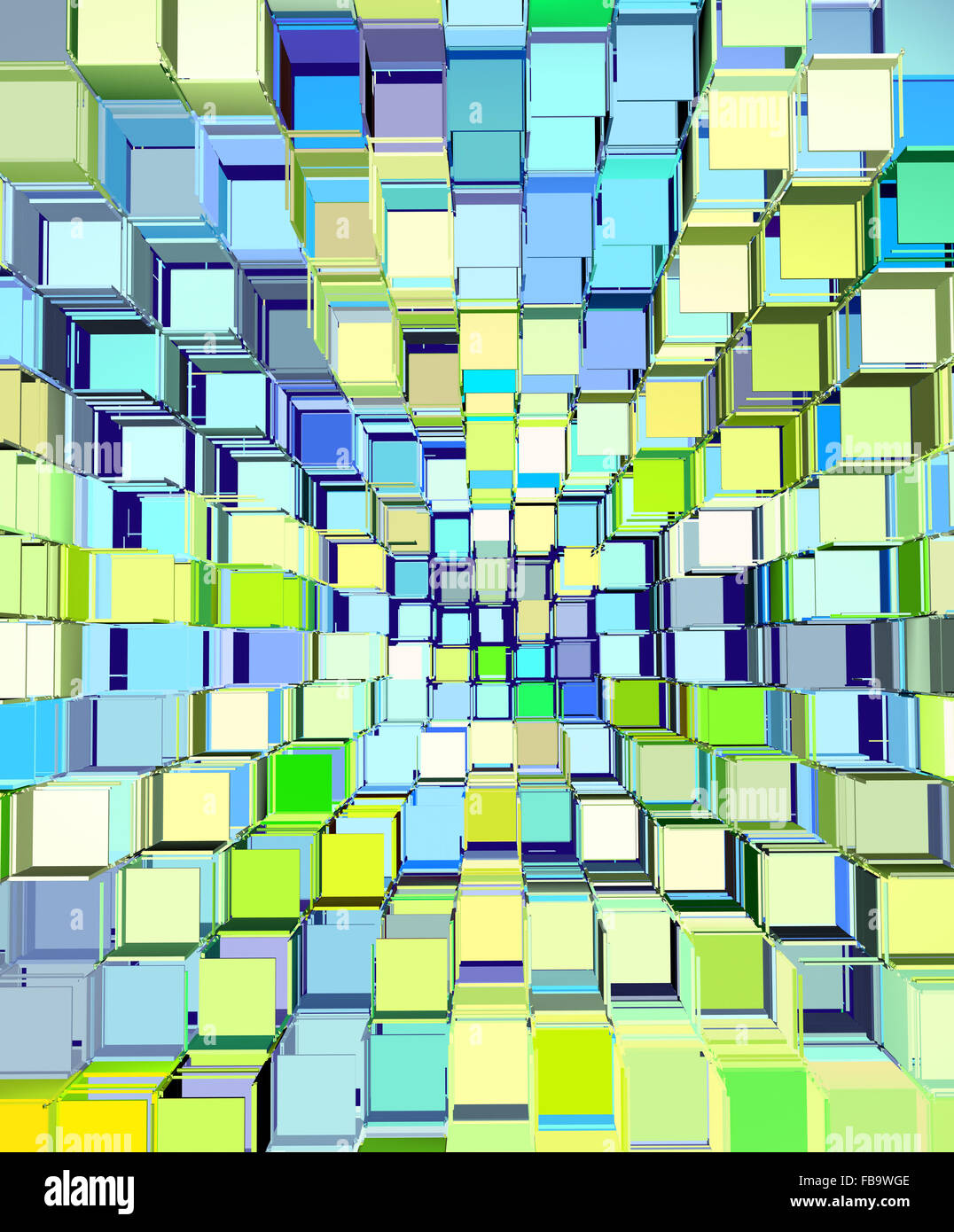 3d abstract fragmented pattern in blue yellow green Stock Photo - Alamy
