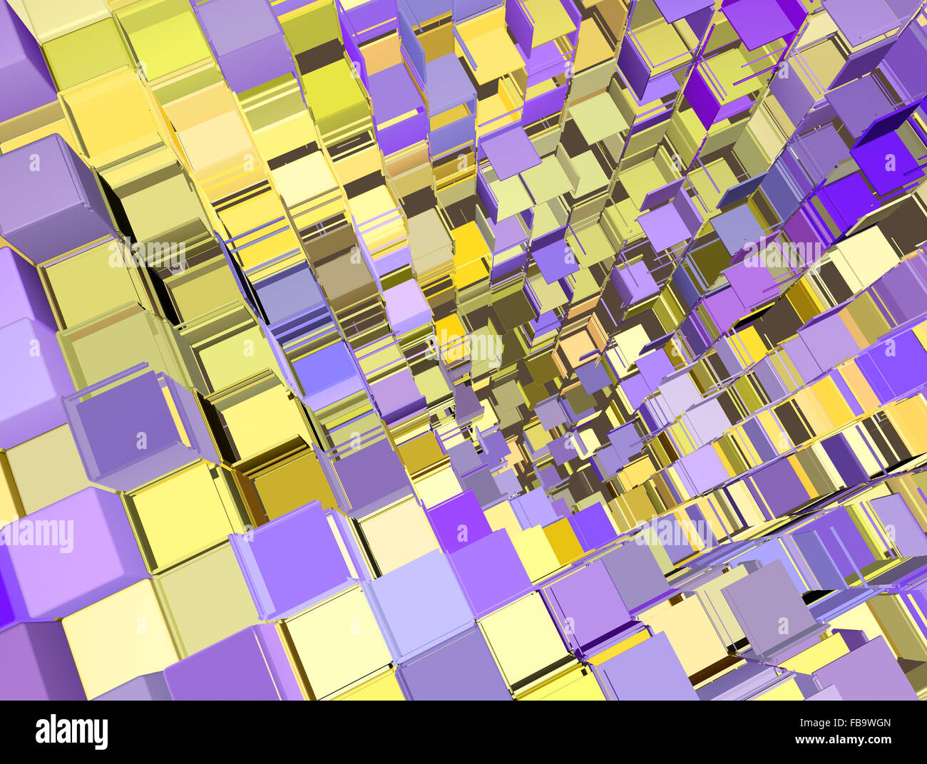 3d abstract fragmented cube pattern purple yellow backdrop Stock Photo ...