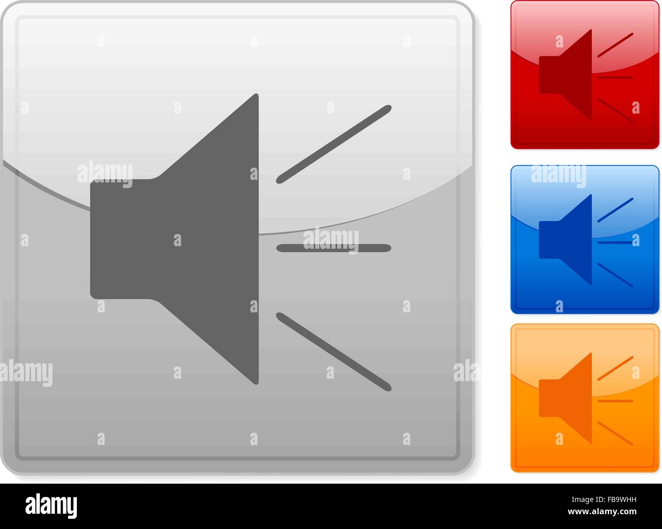 Color square web buttons sound on a white background. Vector illustration. Stock Vector