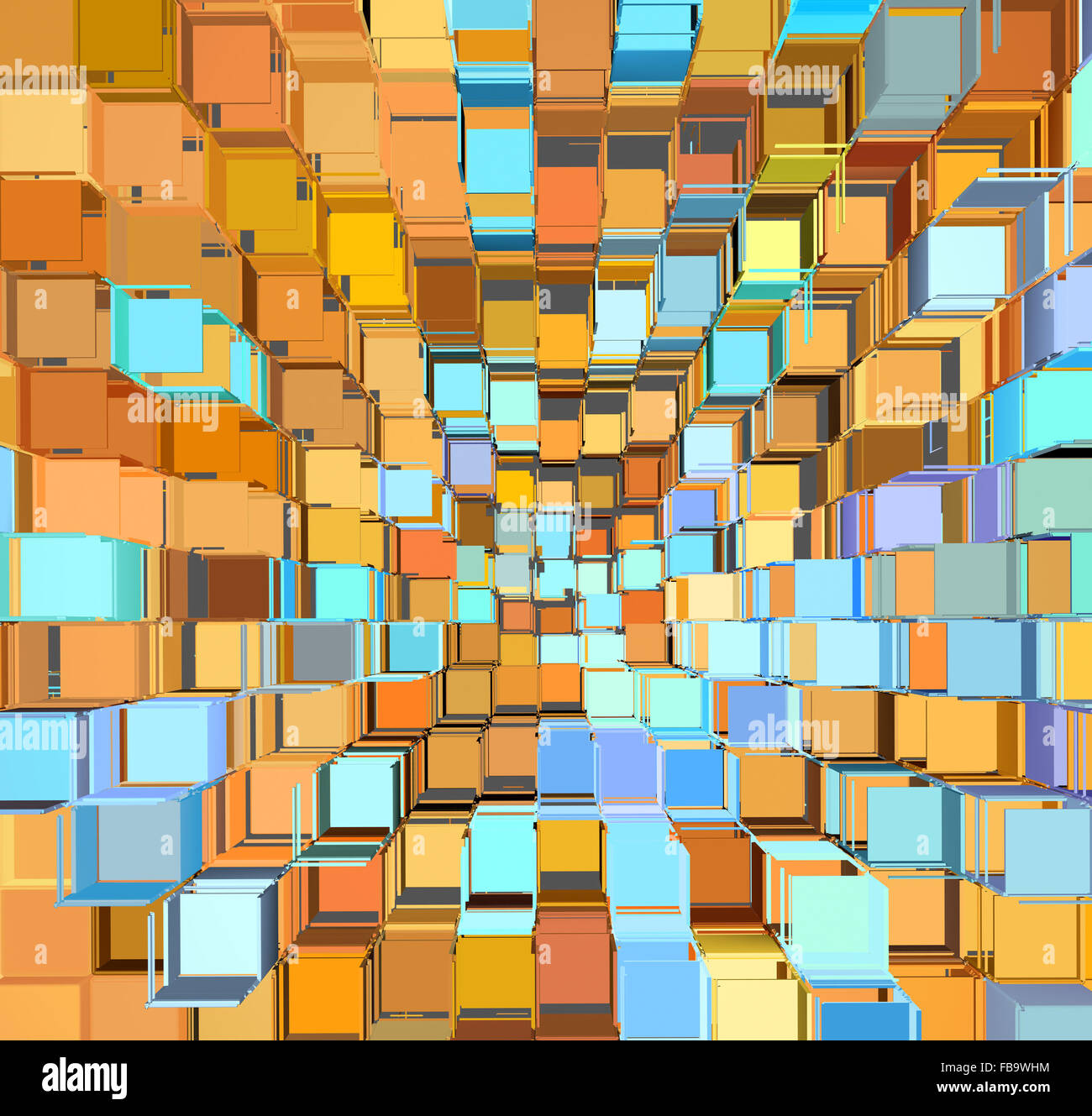 3d abstract fragmented pattern in blue orange Stock Photo - Alamy