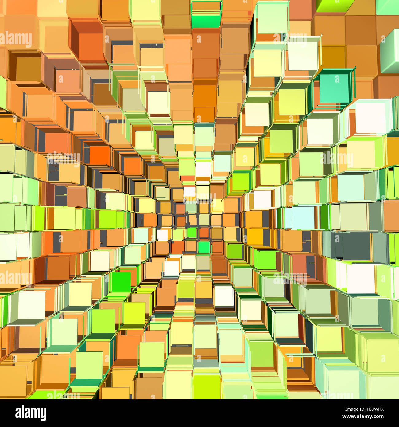 3d abstract fragmented pattern in green orange Stock Photo - Alamy