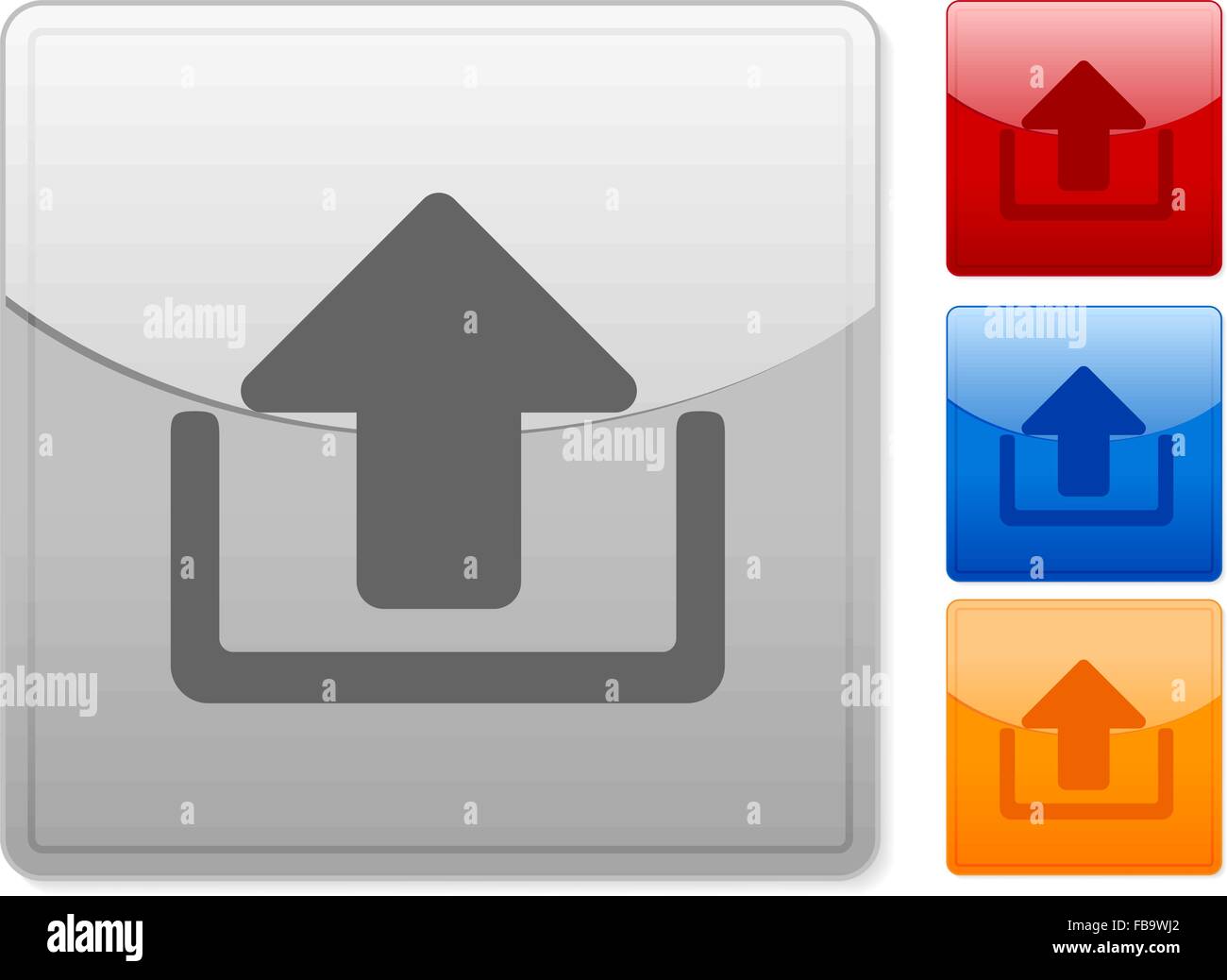 Color square web buttons upload on a white background. Vector illustration. Stock Vector