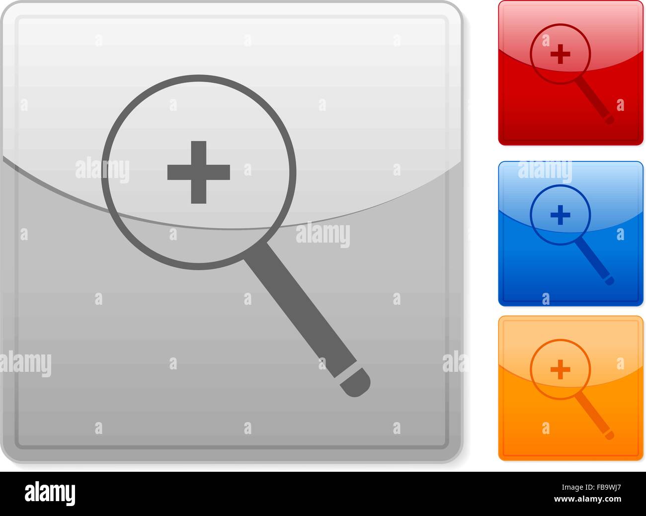 Color square web buttons zoom in on a white background. Vector illustration. Stock Vector