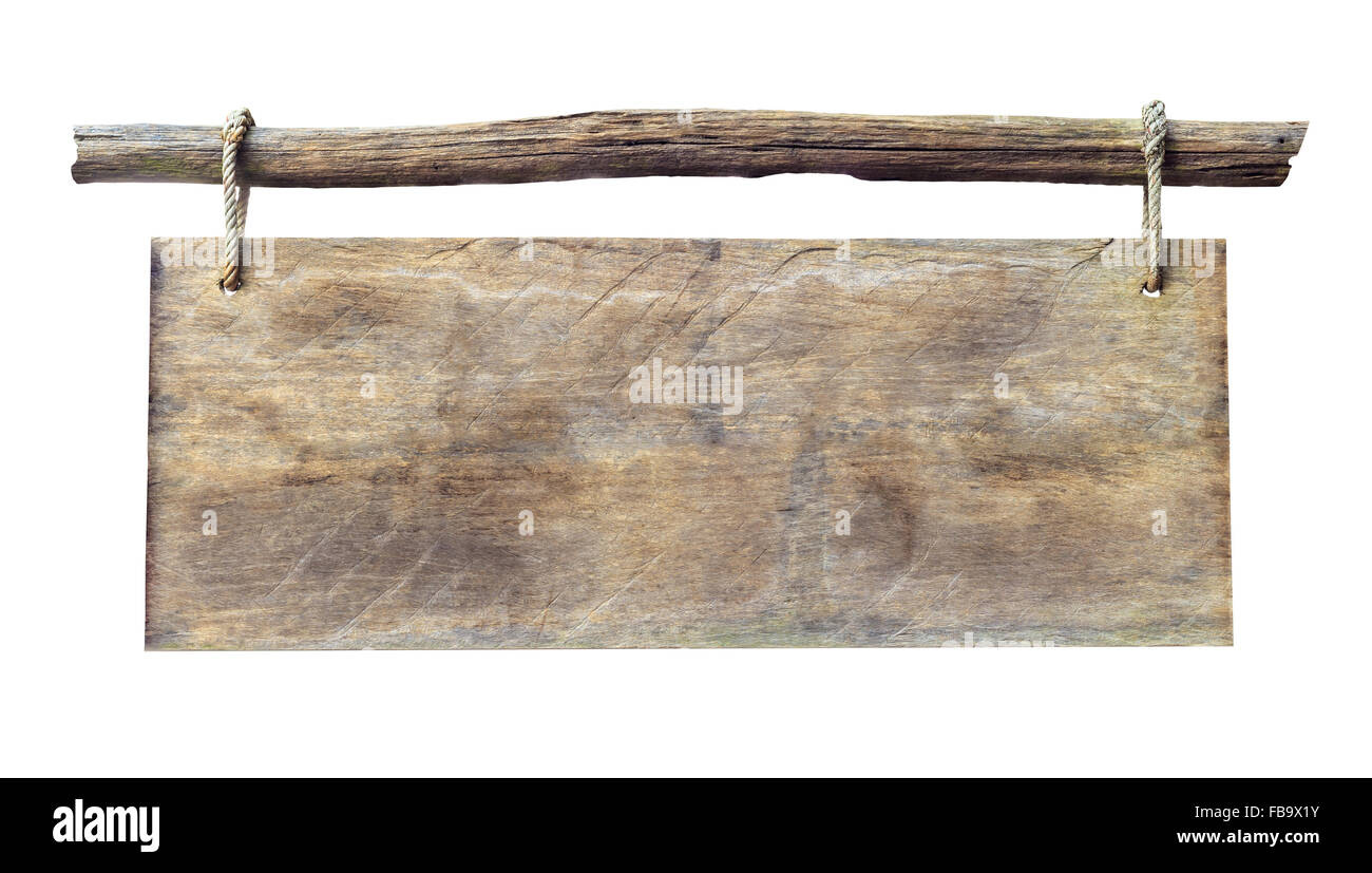 wood sign isolated on white background Stock Photo - Alamy