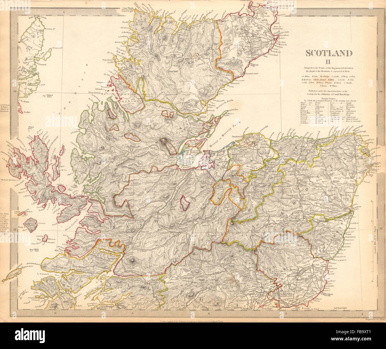 SCOTLAND NORTH. Shows castles & kirks. Inset former county names.SDUK, 1844 map Stock Photo