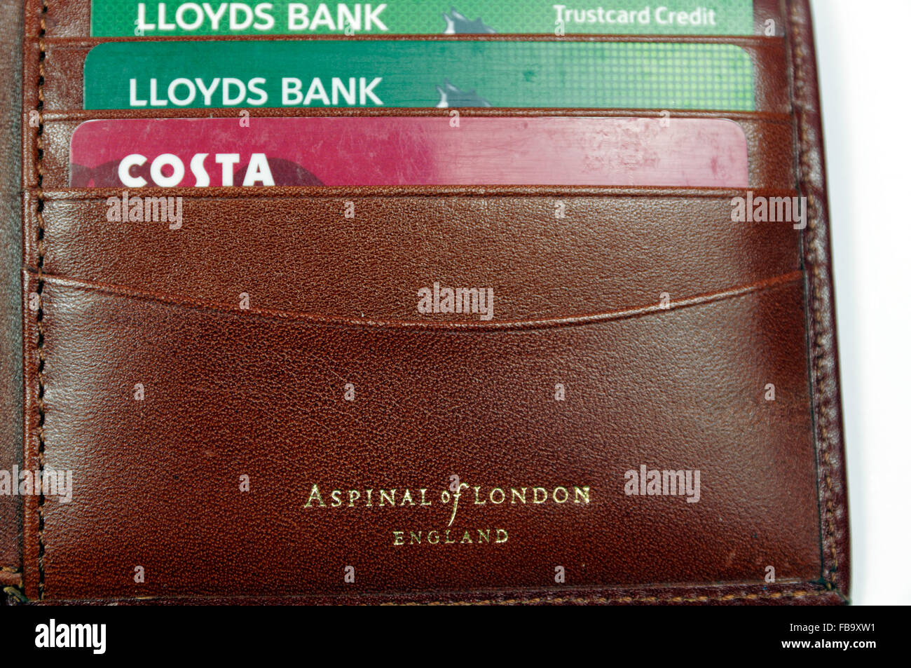 Aspinal of London, quality leather wallet. Stock Photo