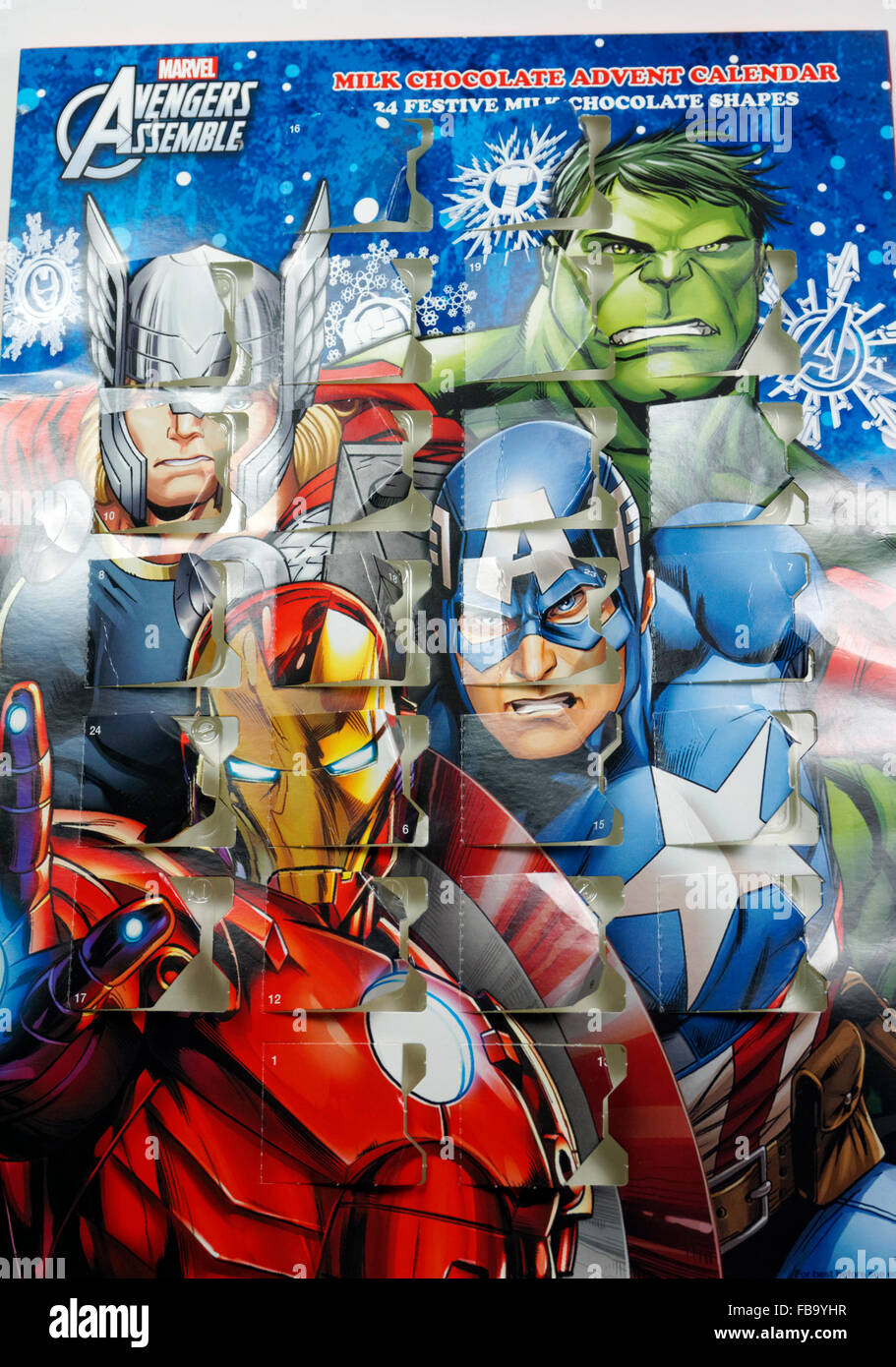 Marvel Avengers Advent calendar. Stock Photo