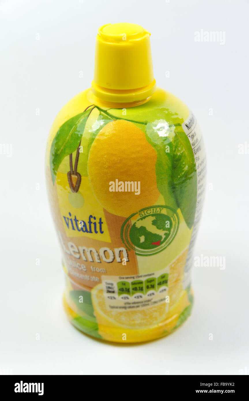 Bottle of lemon juice. Stock Photo