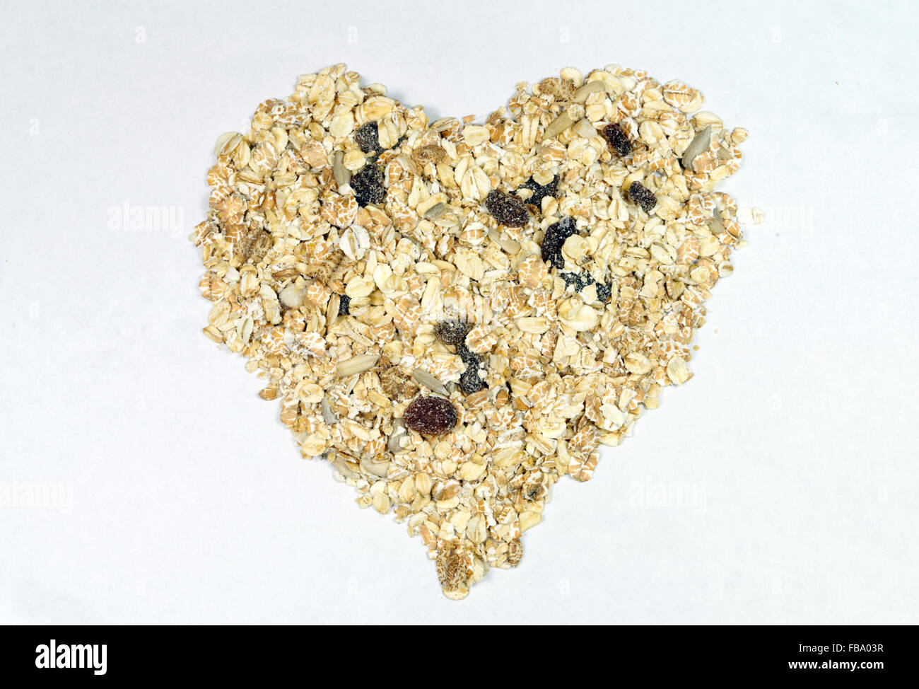 muesli in the shape of a heart. Stock Photo