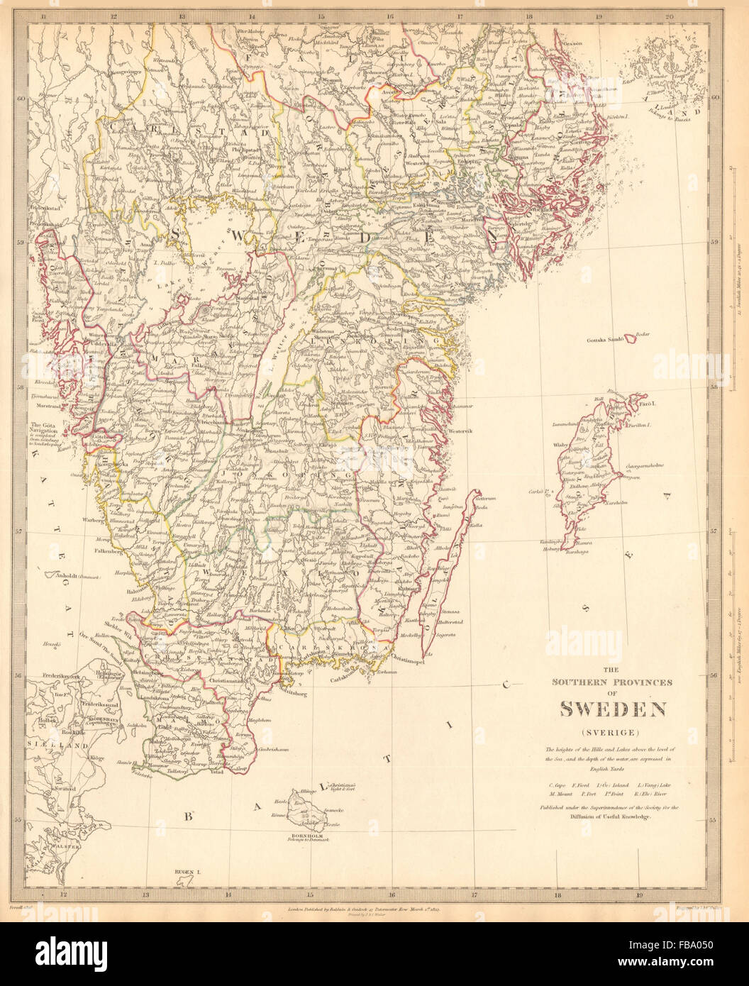 SWEDEN. the Southern Provinces of Sweden (Sverige) . SDUK, 1844 antique