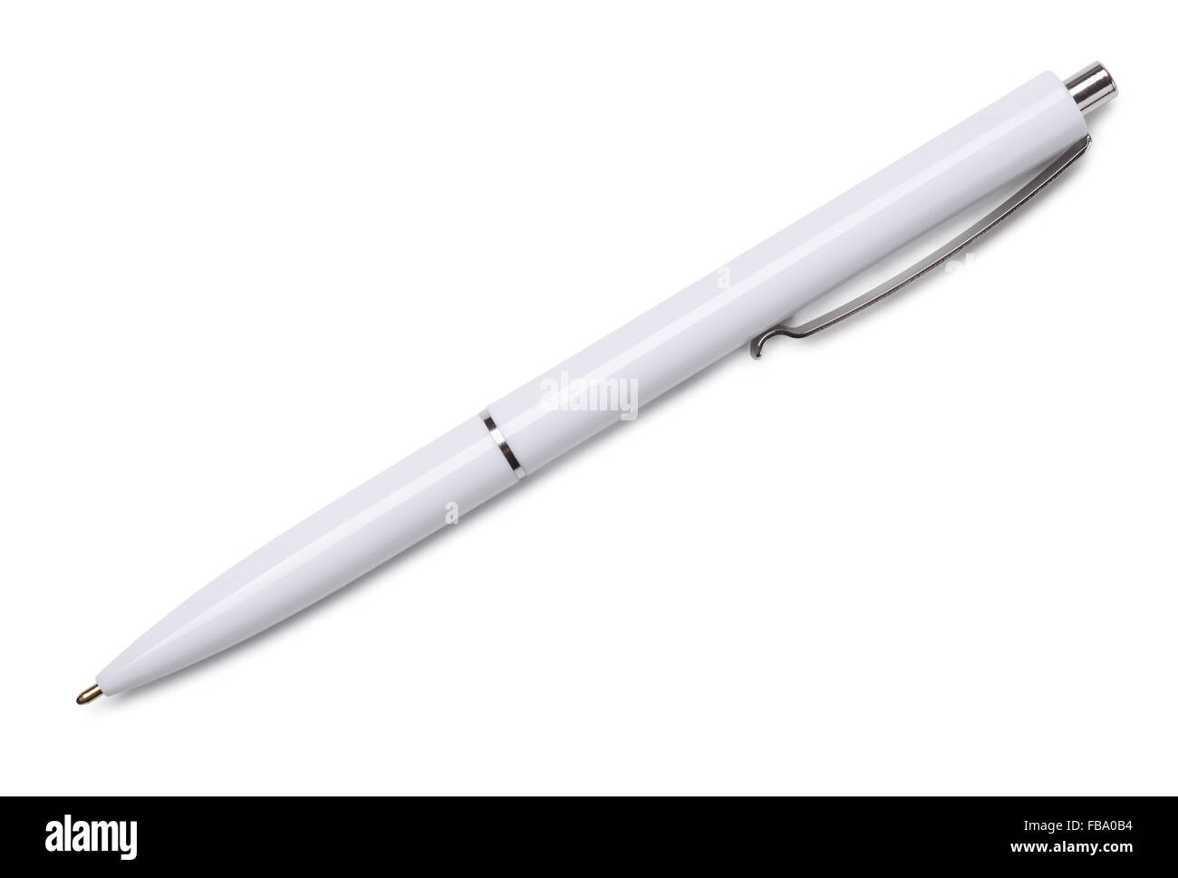 White ballpoint pen isolated on white Stock Photo