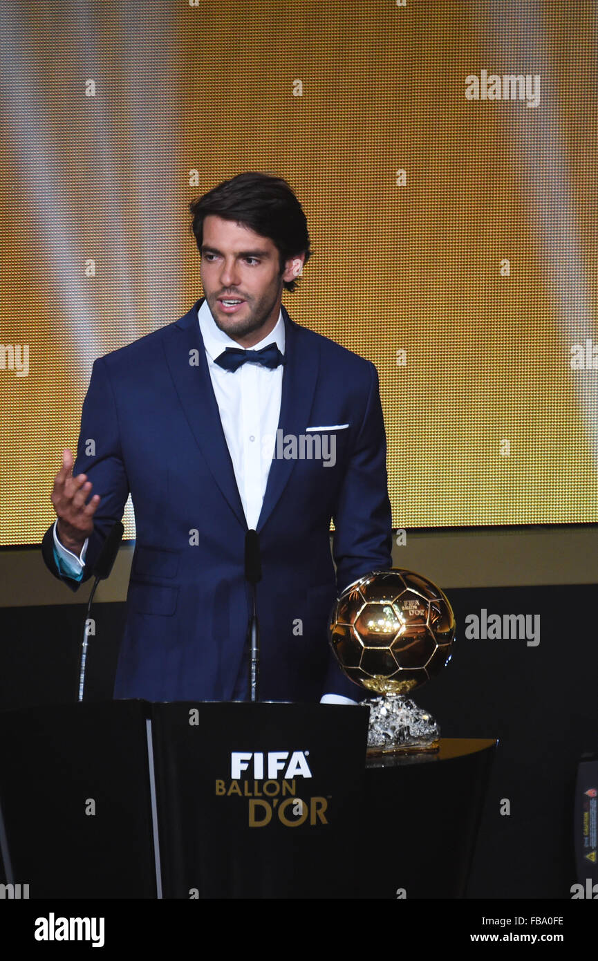 Zurich, Switzerland. 11th Jan, 2016. Kaka Football/Soccer : Kaka announces the winner of theFIFA Ballon d'Or during the FIFA Ballon d'Or 2015 Gala at Kongresshaus in Zurich, Switzerland . © Enrico Calderoni/AFLO SPORT/Alamy Live News Stock Photo