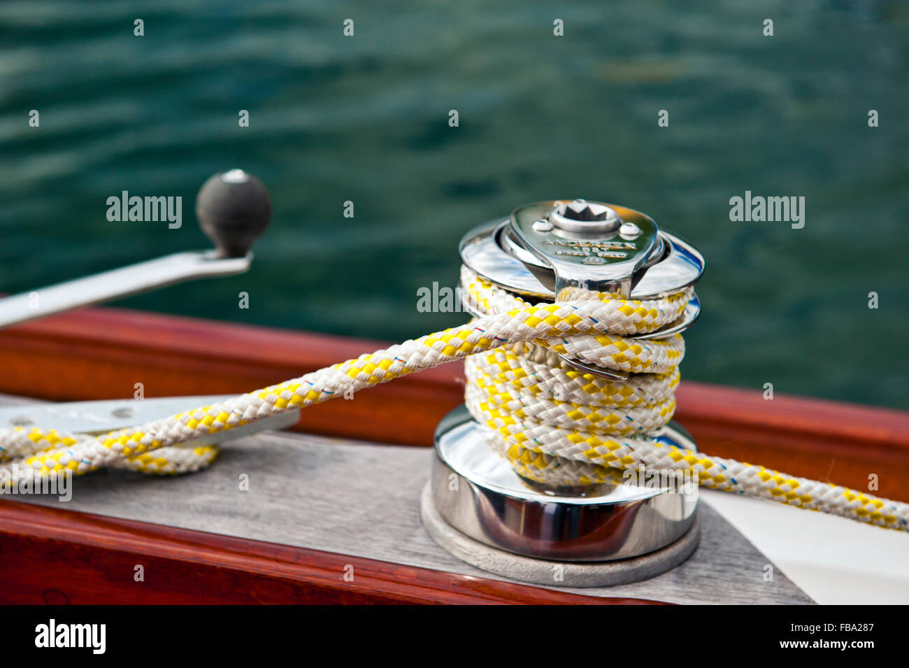 Sweden, Sodermanland, Rope and nautical winch Stock Photo