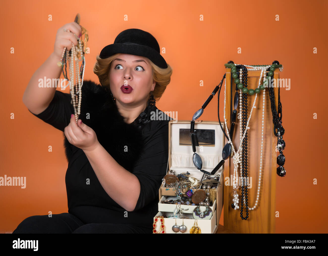 Young woman with her accessories collection Stock Photo Alamy