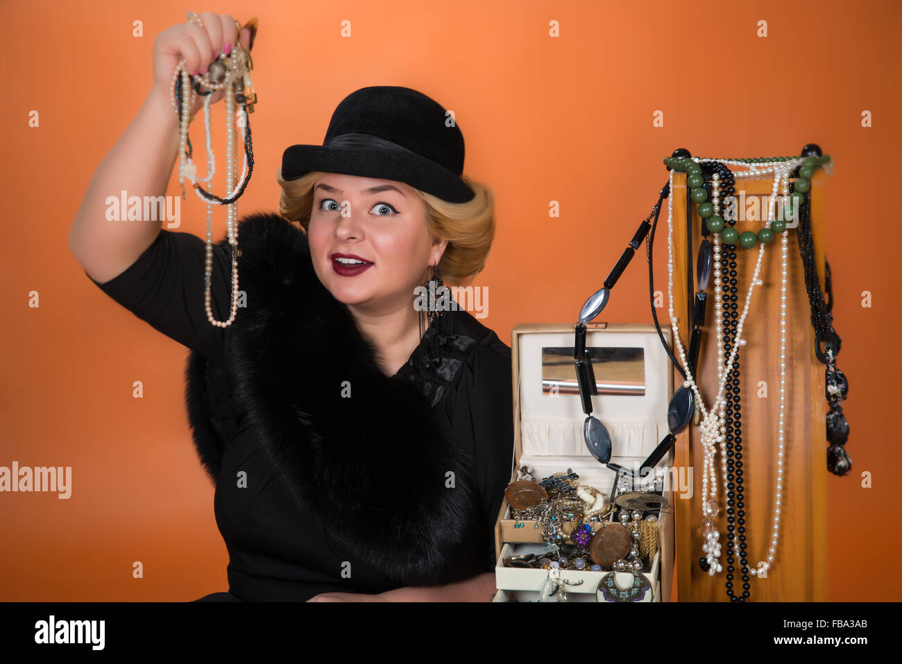 Young woman with her accessories collection Stock Photo Alamy