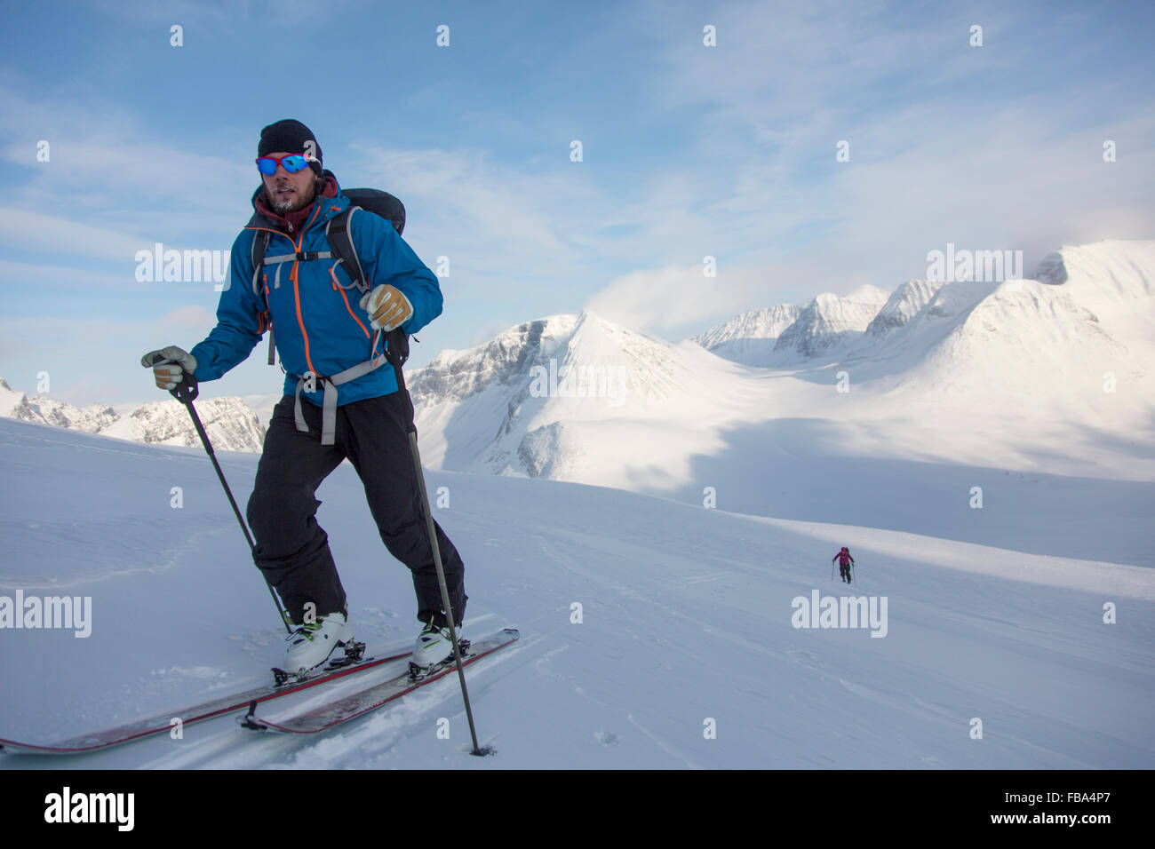 Sweden, Lapland, Ski mountaineering in mountains Stock Photo