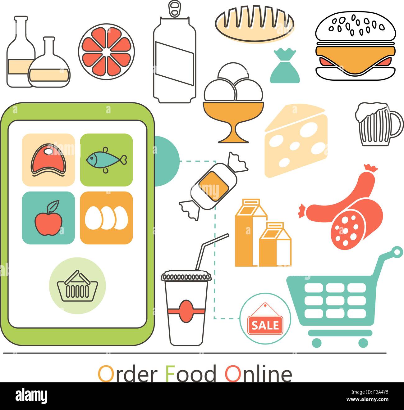Online Food Delivery Flat Vector Concept. Vector Illustration Stock ...