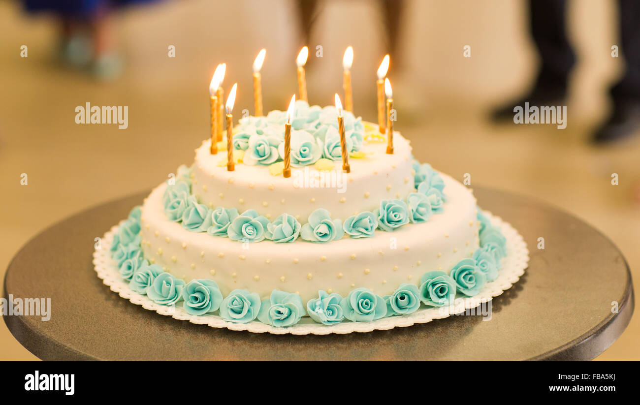 Birthday cake with candles Stock Photo - Alamy