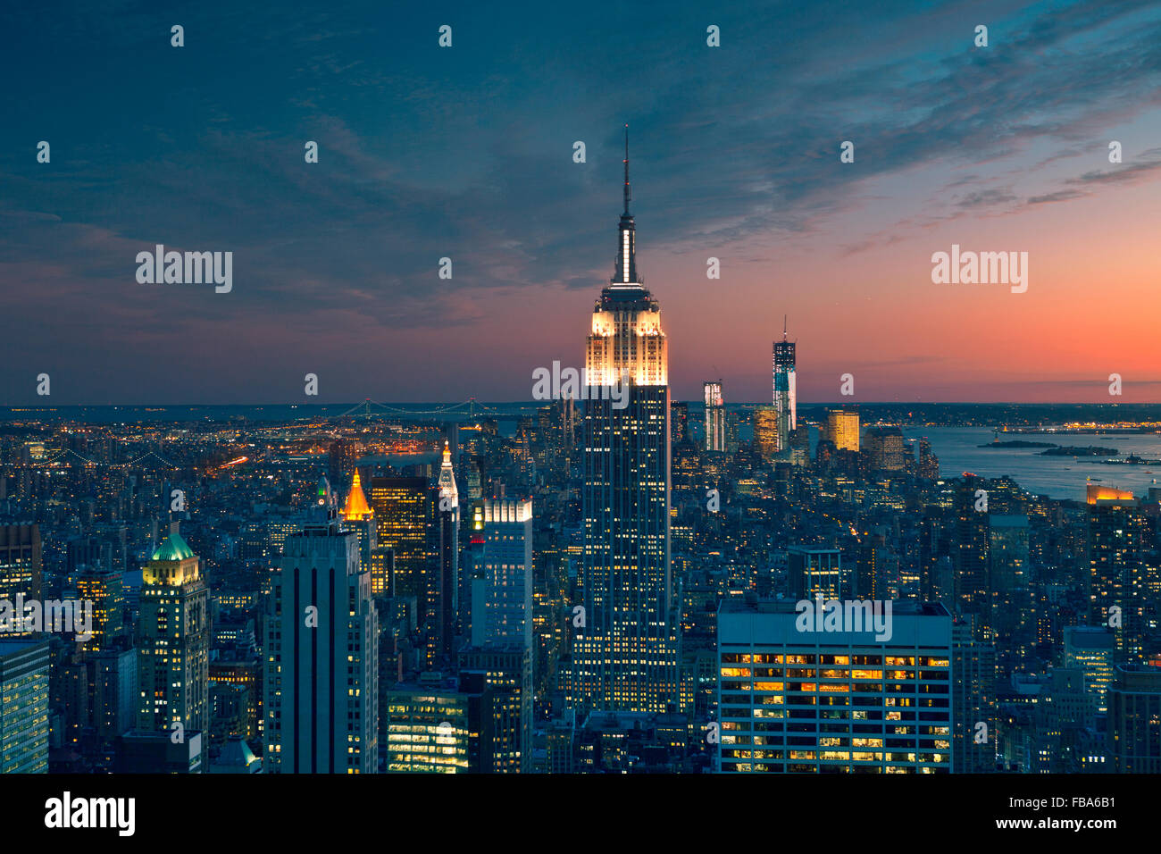 USA, New York State, New York City, Manhattan, Empire State Building at dusk Stock Photo