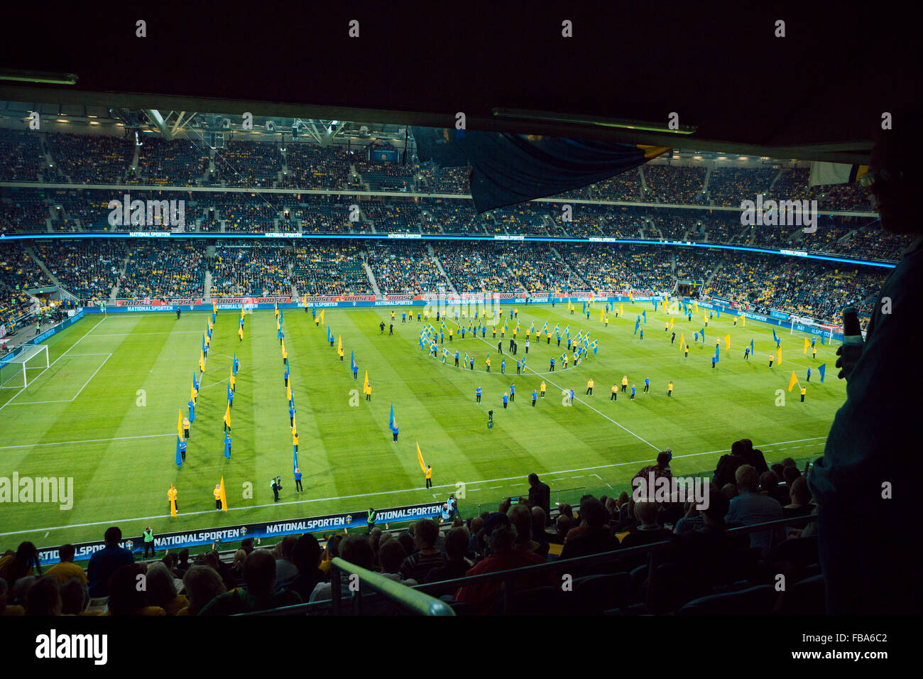 Sweden, Solna, Football match Stock Photo