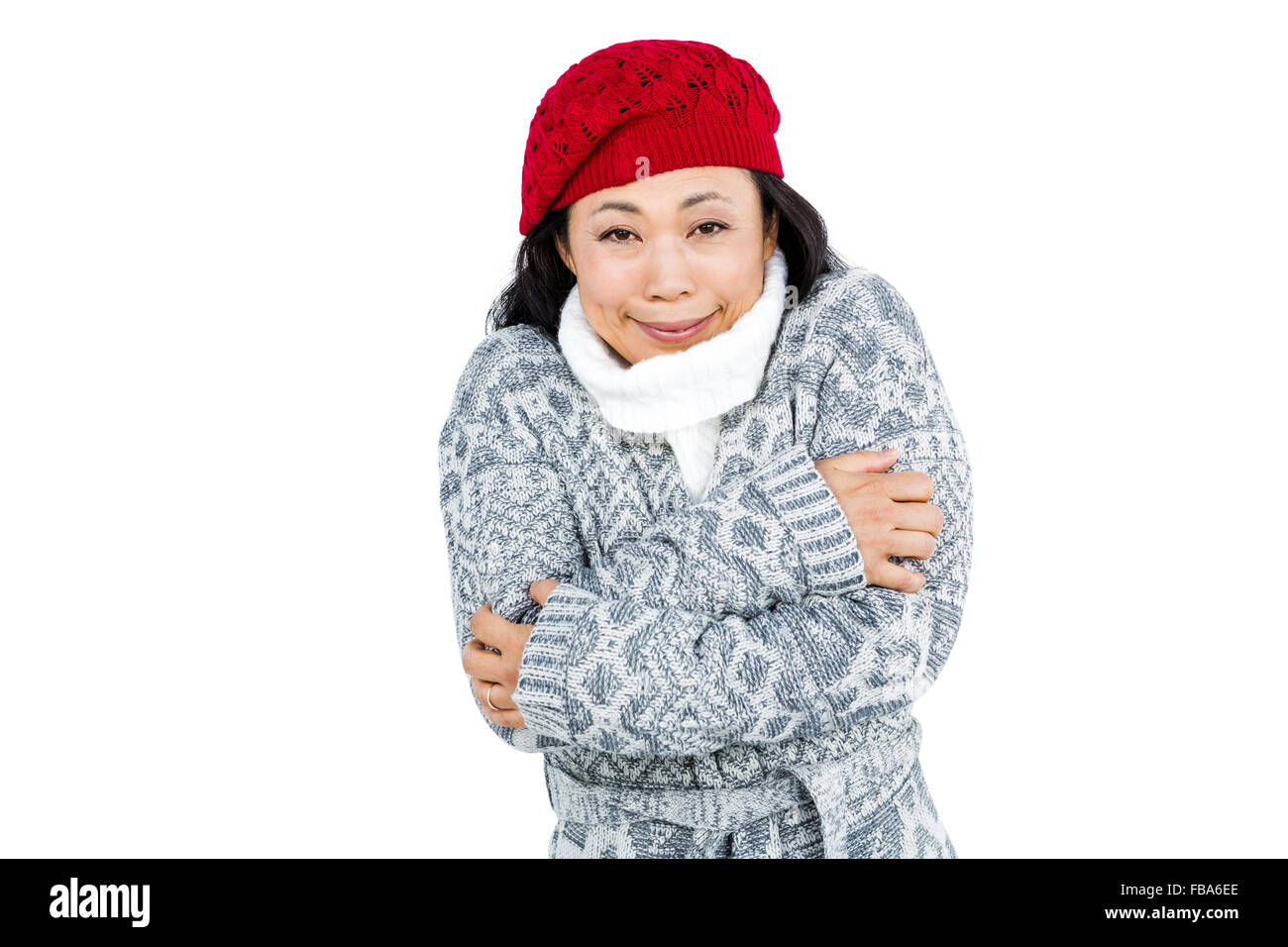 Portrait of woman in cold weather Stock Photo