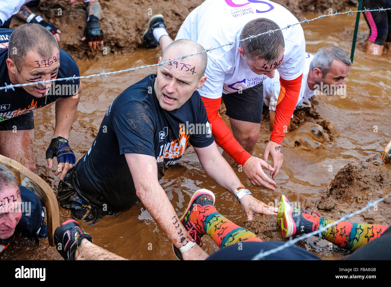 Action in the Tough Mudder challenge at Drumlanrig Castle, Dumfries and