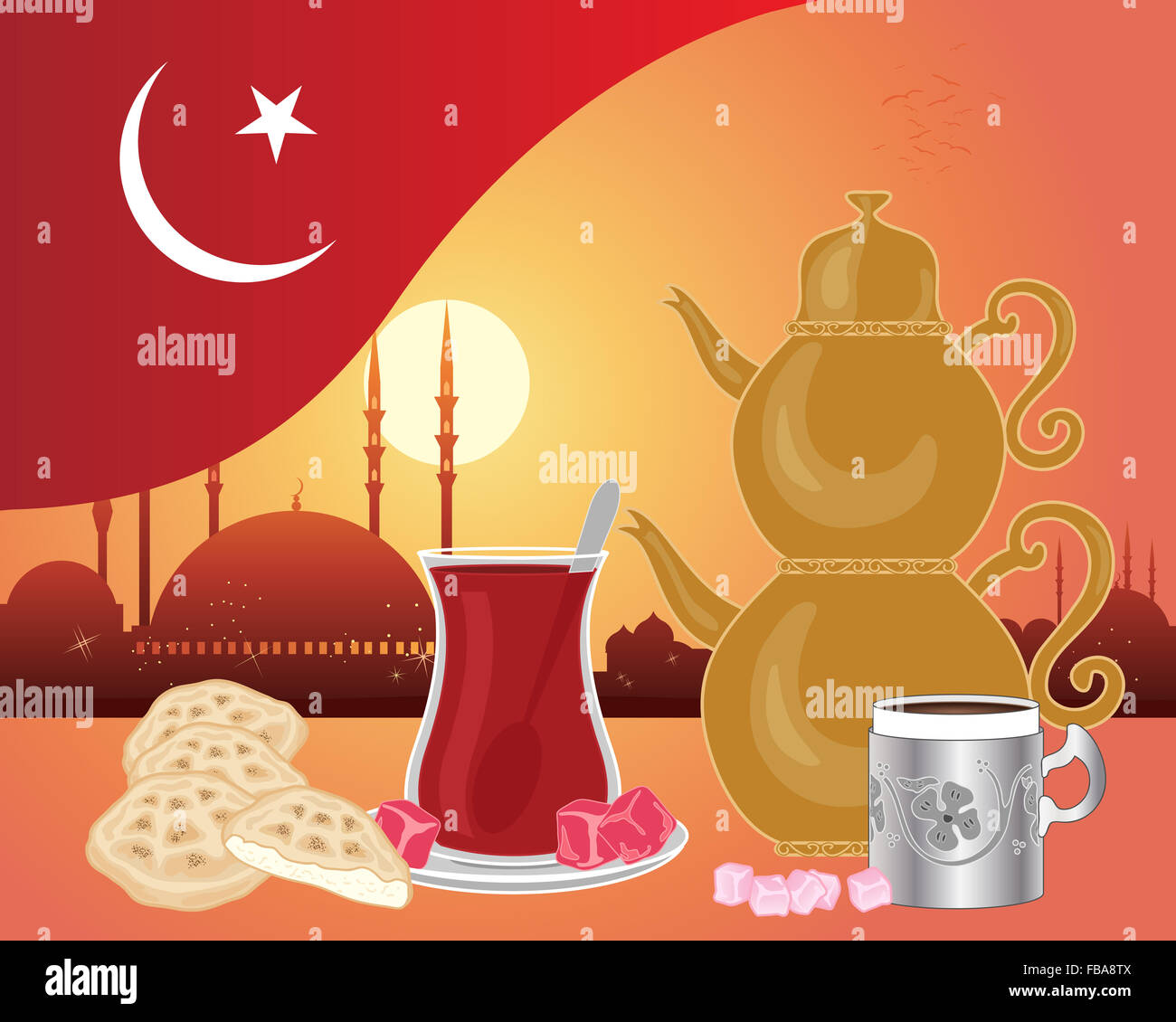Turkish Tea Flag Turkish coffee advert hi-res stock photography and images - Alamy