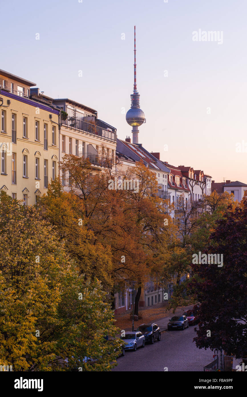 Apartments in Berlin's Prenzlauer Berg neighborhood with Fernsehturm
