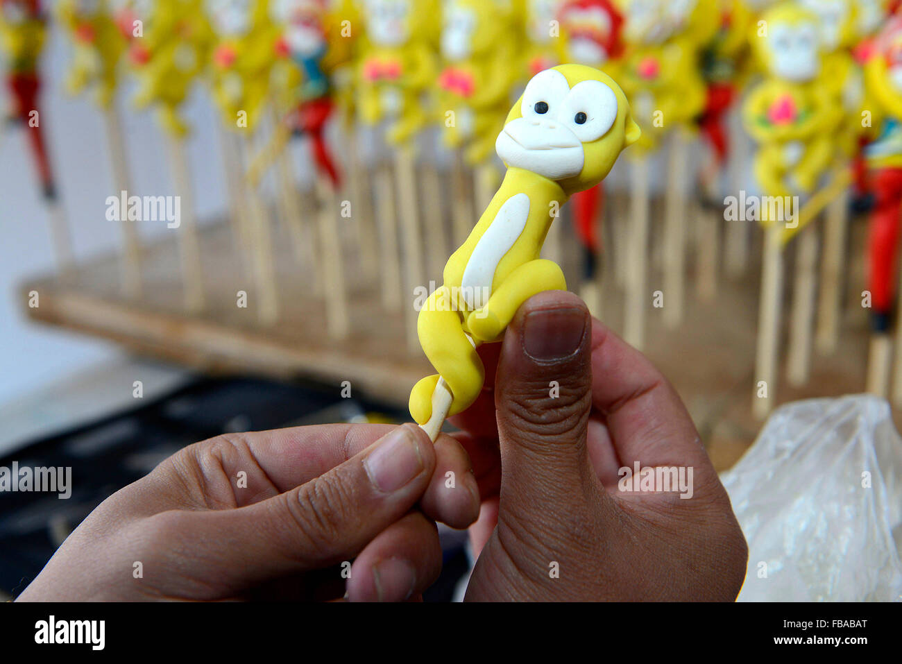Yichun, China's Shandong Province. 13th Jan, 2016. Li Jinguo, a dough