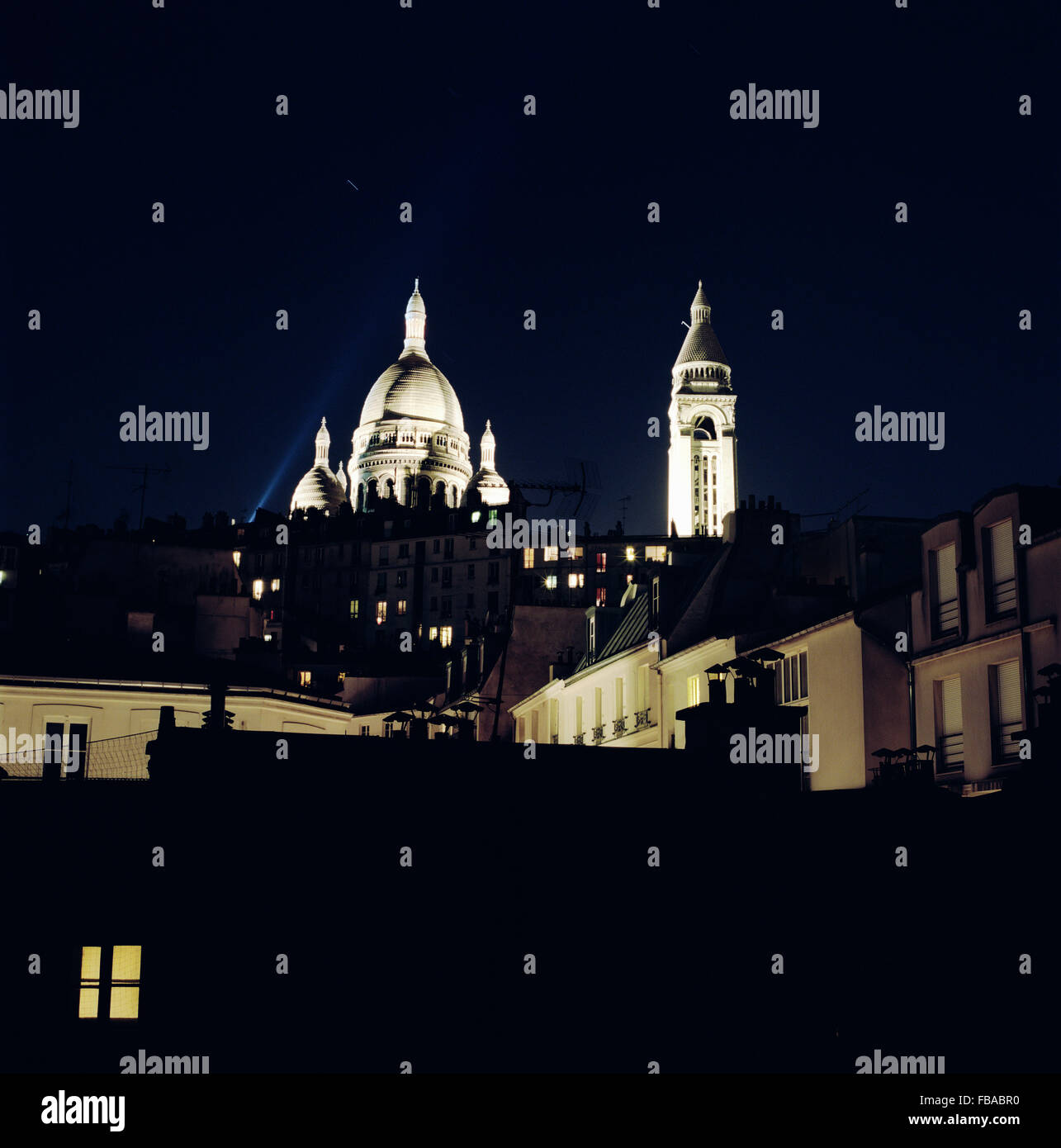 France, Ile-de-France, Paris, Montmartre, Basilica of Sacred Heart at night Stock Photo