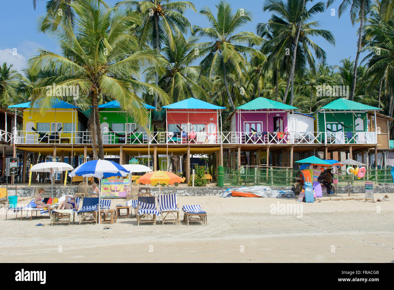 Colourful Beach Huts Among The Palm Trees On Palolem Beach - 