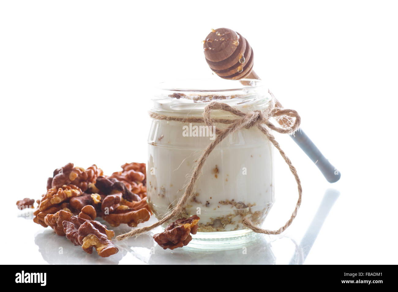 Natural fresh yogurt with nuts and honey Stock Photo Alamy