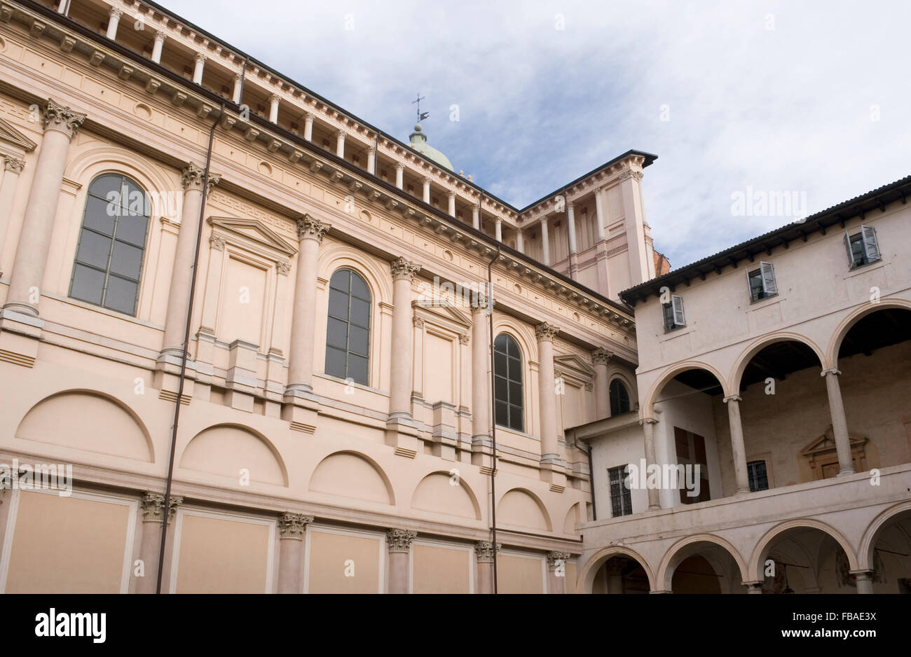 Diocesan Curia cloister and part of cathedral, Novara Italy Stock Photo