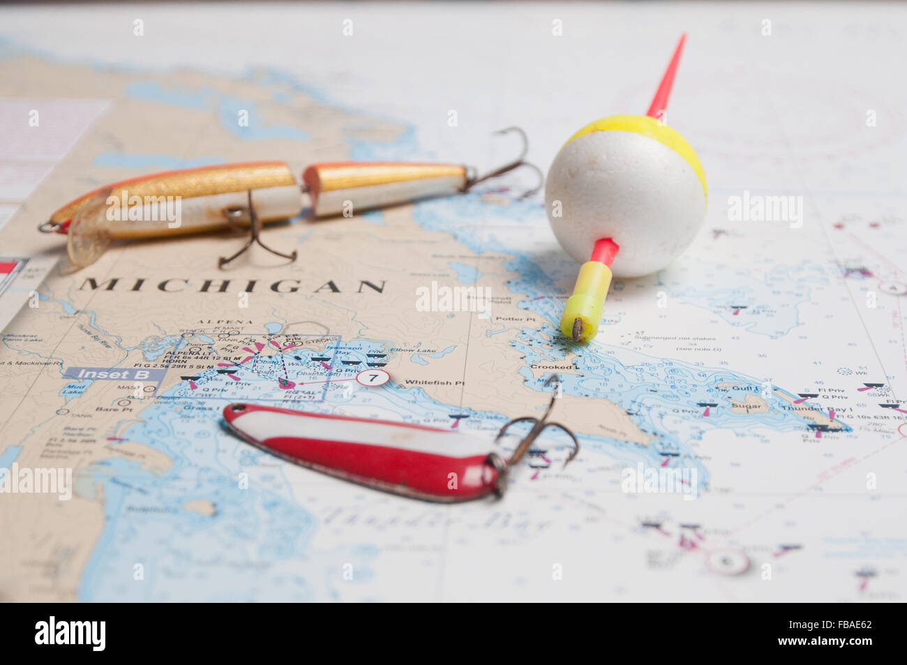 Fishing, boating, navigation; all require survival skills on the Great Lakes. Stock Photo