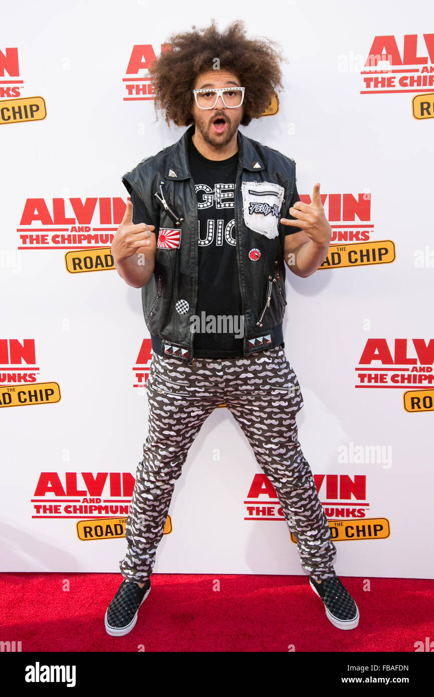 'Alvin and the Chipmunks: The Road Chip' premiere at the Darryl F. Zanuck Theatre  Featuring: Redfoo Where: Los Angeles, California, United States When: 12 Dec 2015 Stock Photo