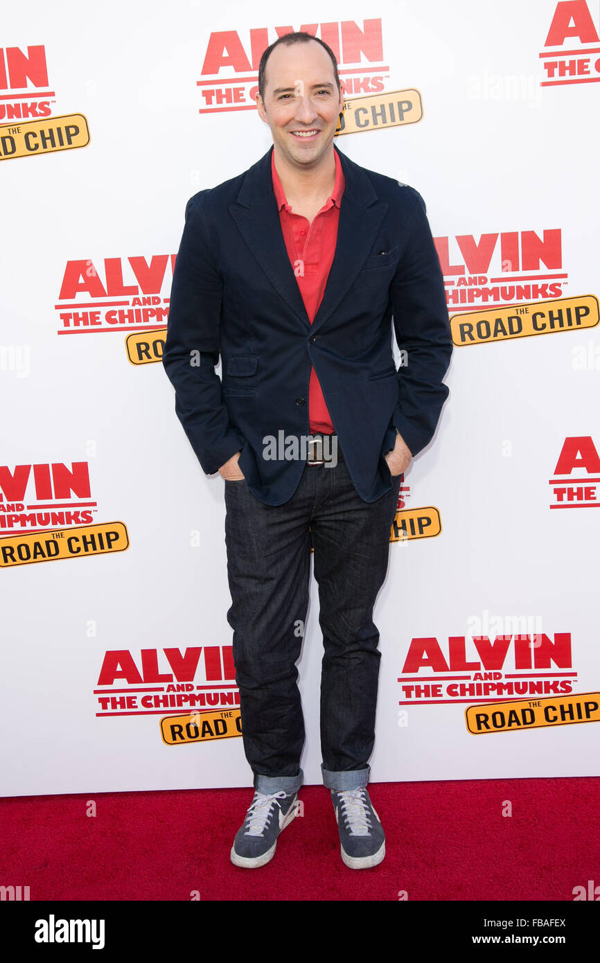 'Alvin and the Chipmunks: The Road Chip' premiere at the Darryl F. Zanuck Theatre  Featuring: Tony Hale Where: Los Angeles, California, United States When: 12 Dec 2015 Stock Photo