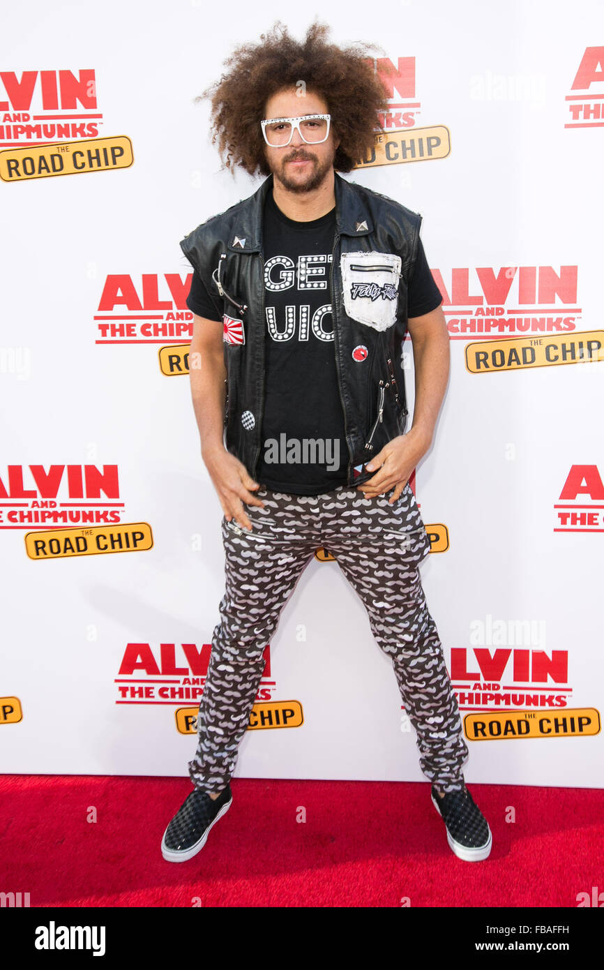 'Alvin and the Chipmunks: The Road Chip' premiere at the Darryl F. Zanuck Theatre  Featuring: Redfoo Where: Los Angeles, California, United States When: 12 Dec 2015 Stock Photo