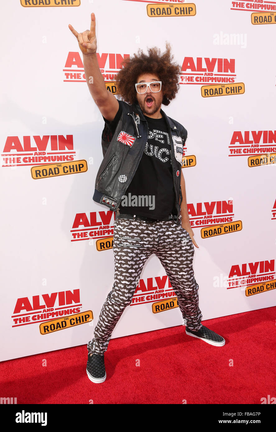 'Alvin and the Chipmunks: The Road Chip' premiere at the Darryl F. Zanuck Theatre  Featuring: Redfoo Where: Los Angeles, California, United States When: 12 Dec 2015 Stock Photo