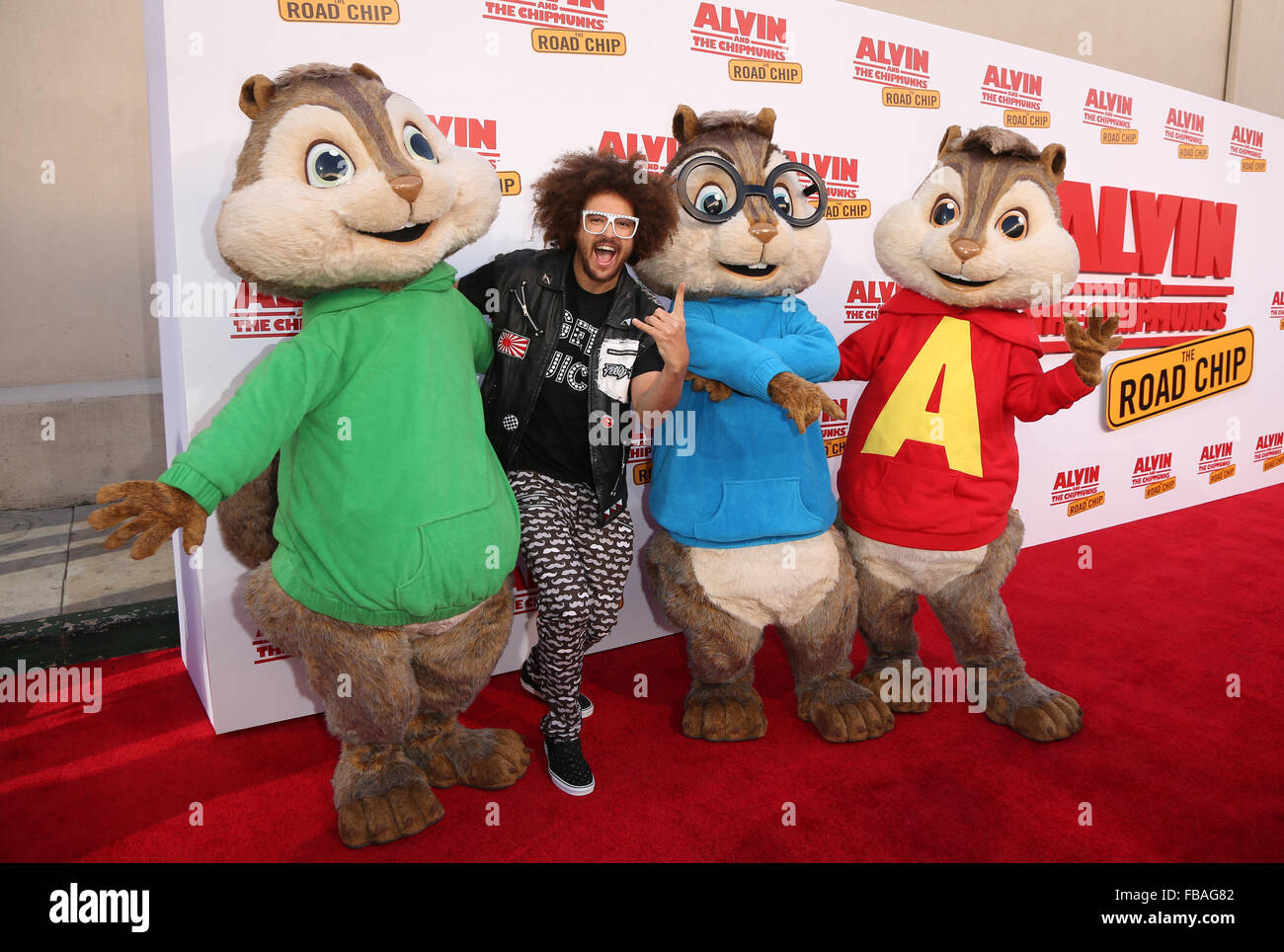'Alvin and the Chipmunks: The Road Chip' premiere at the Darryl F. Zanuck Theatre  Featuring: Redfoo Where: Los Angeles, California, United States When: 12 Dec 2015 Stock Photo